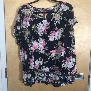 Navy/Floral Blouse